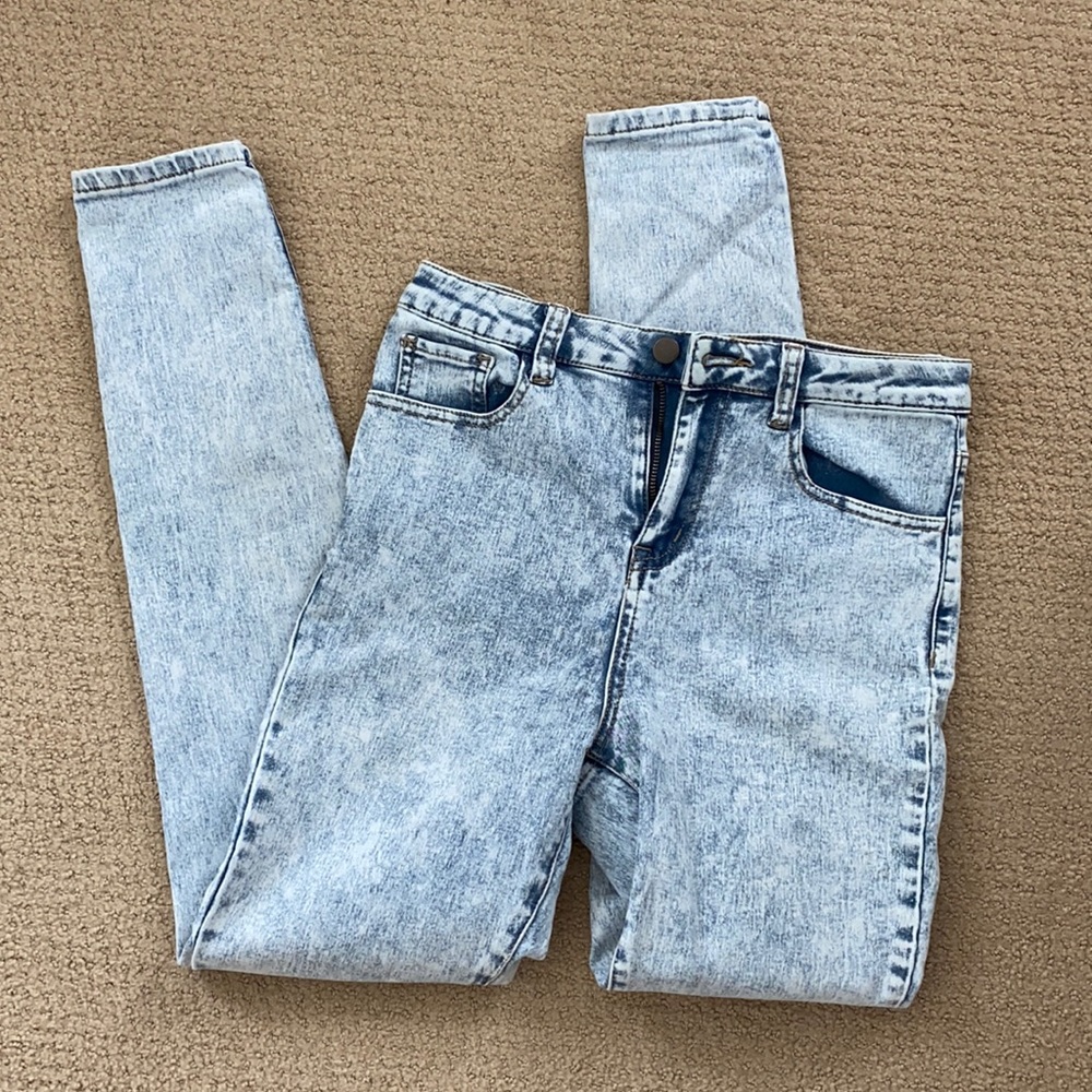 High-Waisted Acid Wash Jeans